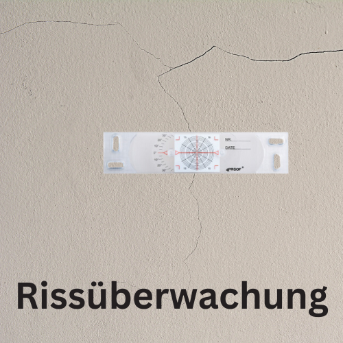 Rissmonitor Outdoor auf Wand mit Riss und Link zur Kategorie Rissüberwachung
